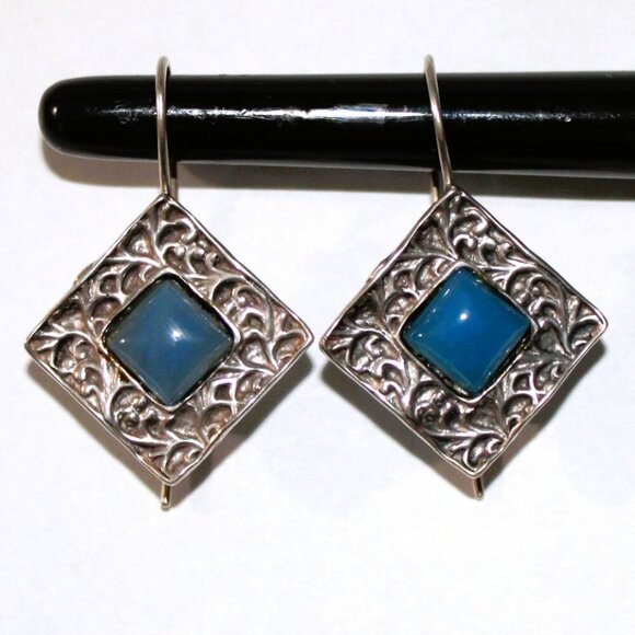 Sterling Silver Shablool Didae Blue Chalcedony Earrings - Picture 1 of 6